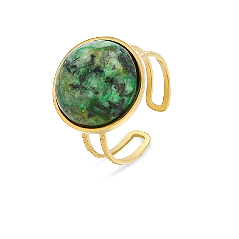 Green Natural Stone Temperament Opening Rings for Women Stainless Steel Punk Jewelry Statement Metal Ring Anillos
Green Natural Stone Temperament Opening Rings for Women Stainless Steel Punk Jewelry Statement Metal Ring Anillos