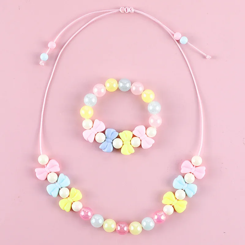 Cute Cartoon Acrylic Beaded Candy Color Beads Bowknot Children Kids Sweater Necklace Bracelet Girl's Gifts Children Jewelry Sets
Cute Cartoon Acrylic Beaded Candy Color Beads Bowknot Children Kids Sweater Necklace Bracelet Girl's Gifts Children Jewelry Sets
