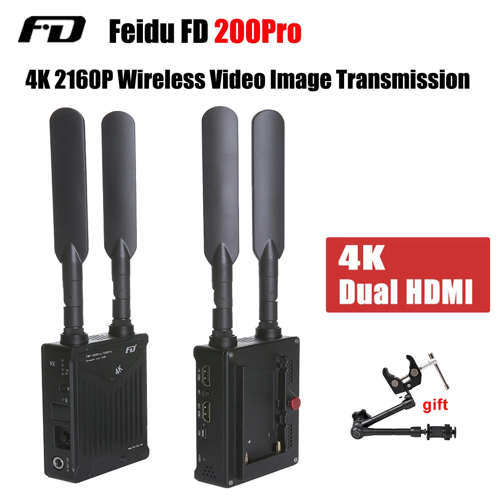 Беспроводная система передачи изображения Feidu FWT-200pro 4K Dual HDMI 2106P 30 Гц HD
Беспроводная система передачи изображения Feidu FWT-200pro 4K Dual HDMI 2106P 30 Гц HD