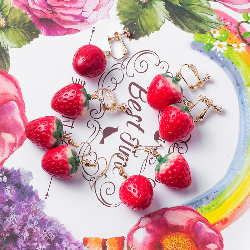 Korean fun fruit acrylic Clip-on earring female jewelry creative simulation strawberry without pierced ear clip Women's earrings
Korean fun fruit acrylic Clip-on earring female jewelry creative simulation strawberry without pierced ear clip Women's earrings
