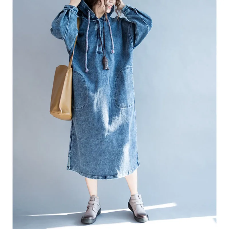 Women's Denim Dress 2019 New Arrival Spring Autumn Women Denim Dress Loose Hooded Dresses Casual Solid Denim Jeans Vestidos
Women's Denim Dress 2019 New Arrival Spring Autumn Women Denim Dress Loose Hooded Dresses Casual Solid Denim Jeans Vestidos