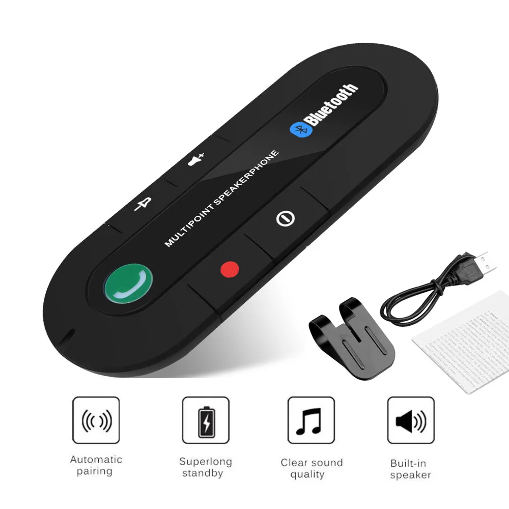 Sun visor Bluetooth Car Kit Handsfree Wireless Bluetooth Receiver MP3 music Player USB cable Hands Free load speakerphone
Sun visor Bluetooth Car Kit Handsfree Wireless Bluetooth Receiver MP3 music Player USB cable Hands Free load speakerphone