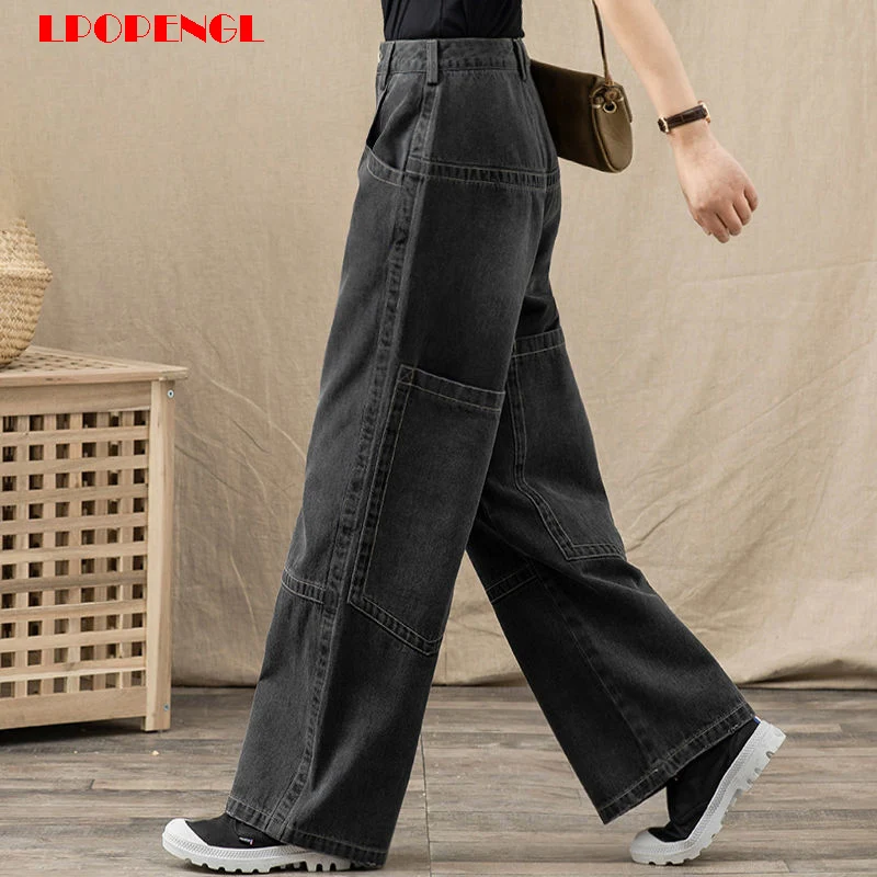 Spring Ladies Retro Loose Jeans 2021 Casual Long Ladies Drooping Pants Casual Style Stitching High Waist Big Pockets
Spring Ladies Retro Loose Jeans 2021 Casual Long Ladies Drooping Pants Casual Style Stitching High Waist Big Pockets