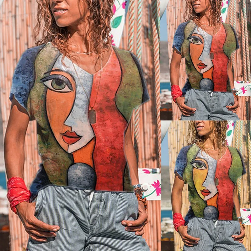 New Summer Women Casual Plus Size Pullover Tops Printed V-Neck Short Sleeve T-shirt 
New Summer Women Casual Plus Size Pullover Tops Printed V-Neck Short Sleeve T-shirt
