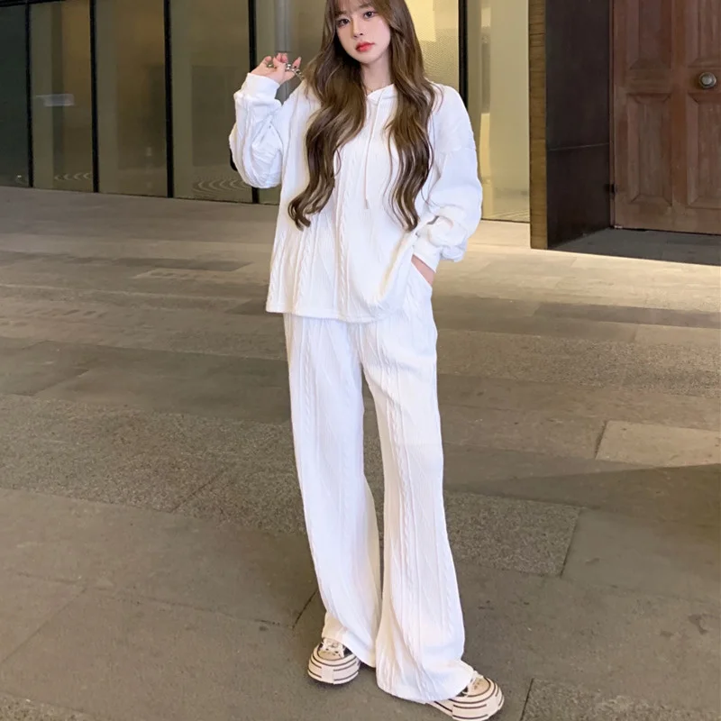 High Quality Women Korean Casual Tracksuit Women Two Piece Set Autumn Winter Hoodie Pullover Sweater + Wide Leg Pant Suits
High Quality Women Korean Casual Tracksuit Women Two Piece Set Autumn Winter Hoodie Pullover Sweater + Wide Leg Pant Suits