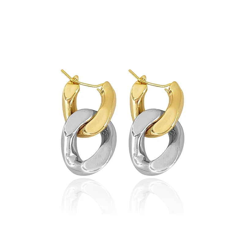 European and American fashion color chain, double rings, women's chain earrings, elegant, punk, lovely
European and American fashion color chain, double rings, women's chain earrings, elegant, punk, lovely