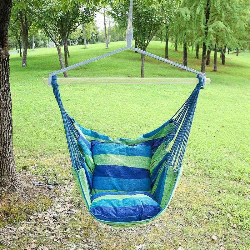 Hammock Chair Hanging Chair Swing Chair Seat with 2 Pillows for Indoor, Outdoor, Garden
Hammock Chair Hanging Chair Swing Chair Seat with 2 Pillows for Indoor, Outdoor, Garden