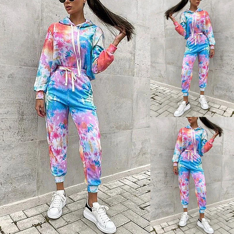 Women Casual Sportswear Long Sleeve Pullover Tops Blue Tie dye High Waist Tie feet Pants 2020 Winter New Fashion Streetwear
Women Casual Sportswear Long Sleeve Pullover Tops Blue Tie dye High Waist Tie feet Pants 2020 Winter New Fashion Streetwear