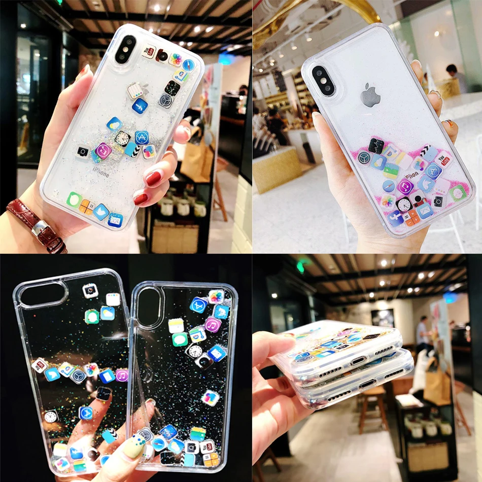 Чехол с сыпучим песком для iPhone 7 7Plus 8 8Plus 11 11Pro Max 6 6s 6Plus Жесткий из поликарбоната X Xr