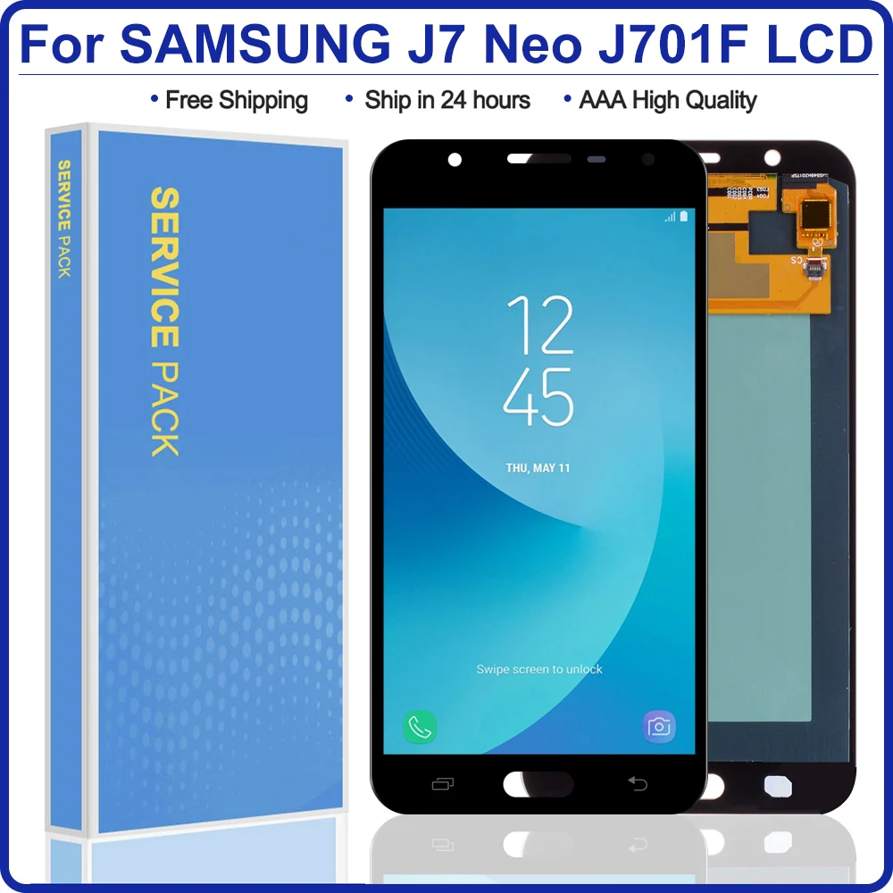 ЖК дисплей AMOLED J701 5 дюйма для Samsung Galaxy J7 Neo J701F J701M j701 core экран и дигитайзер