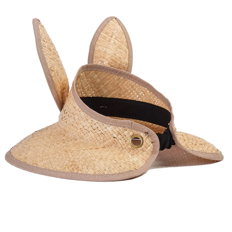 M7DD Topless Visor Hat in Raffia Straw with Bunny Ears & Elastic Fixing Strap
M7DD Topless Visor Hat in Raffia Straw with Bunny Ears & Elastic Fixing Strap