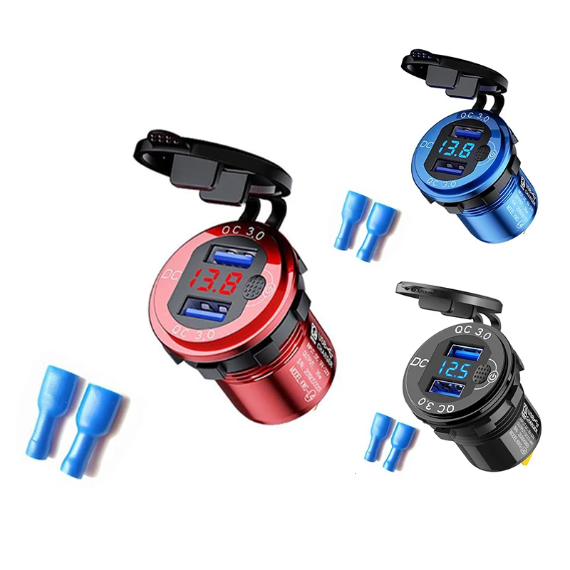 Quick Charge 3.0 Dual USB Car Charger with Voltmeter & Switch,36W 12V Outlet Charger for Car Boat Marine ATV Truck
Quick Charge 3.0 Dual USB Car Charger with Voltmeter & Switch,36W 12V Outlet Charger for Car Boat Marine ATV Truck