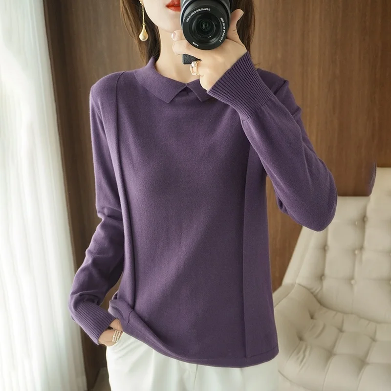 Spring and Autumn New Sweater Women's Doll Collar Women's Pullover Long Sleeve T-shirt Knitted Loose Large Size Women's Top
Spring and Autumn New Sweater Women's Doll Collar Women's Pullover Long Sleeve T-shirt Knitted Loose Large Size Women's Top