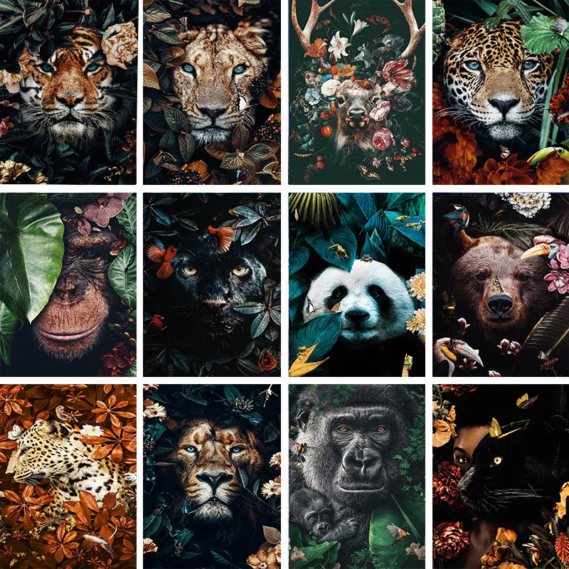 Animal In Flowers Posters And Prints Wall Art Lion Elk Panda Cheetah Orangutan Canvas Painting Picture For Living Room Decor
Animal In Flowers Posters And Prints Wall Art Lion Elk Panda Cheetah Orangutan Canvas Painting Picture For Living Room Decor