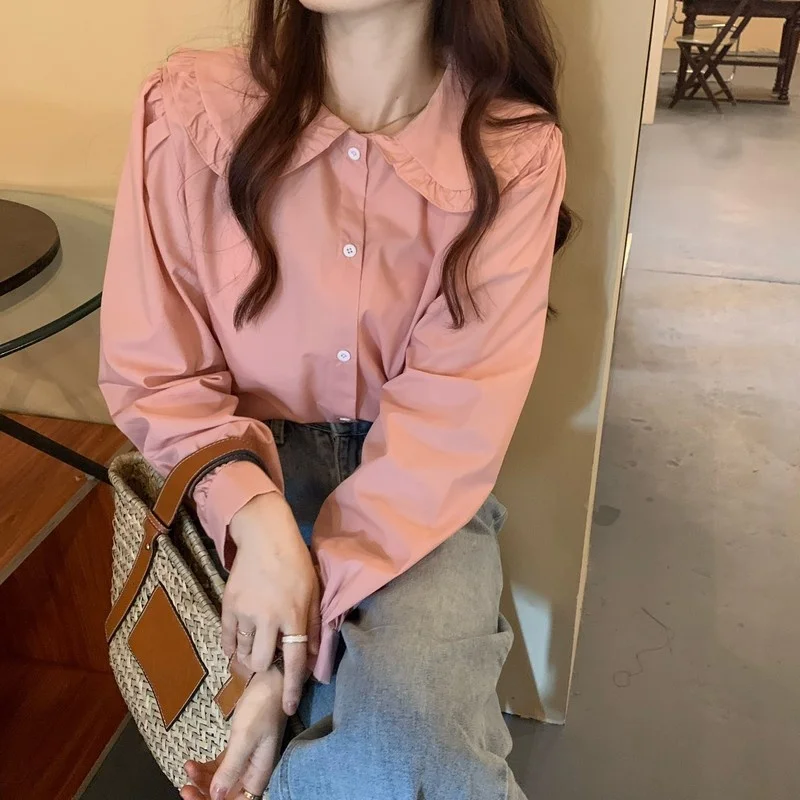 Doll Collar White Long Sleeve Shirt Women's Design Sense Minority Top Autumn 2021 New Slim Casual Shirt
Doll Collar White Long Sleeve Shirt Women's Design Sense Minority Top Autumn 2021 New Slim Casual Shirt