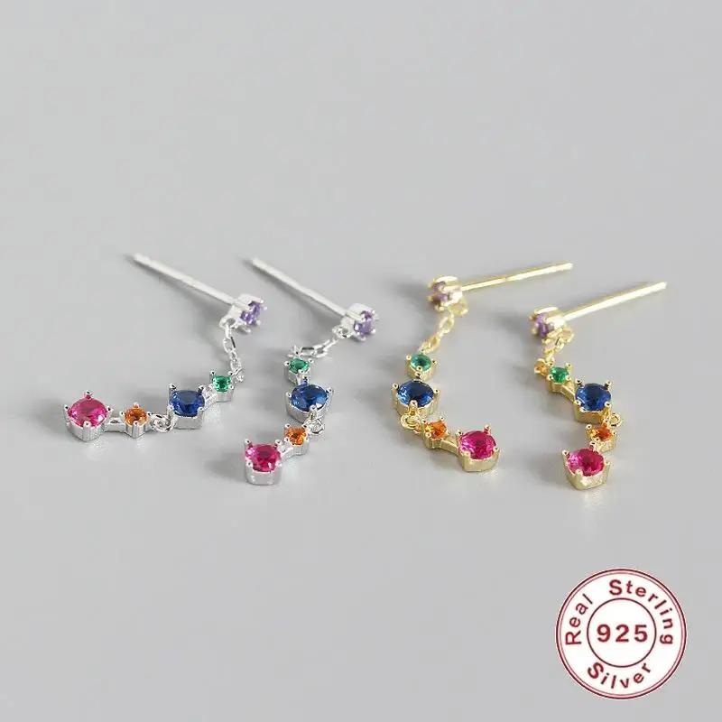 CCFJOYAS European and American light luxury S925 Sterling Silver Stud Earrings INS design Colorful Zircon Tassel Earrings 2021
CCFJOYAS European and American light luxury S925 Sterling Silver Stud Earrings INS design Colorful Zircon Tassel Earrings 2021