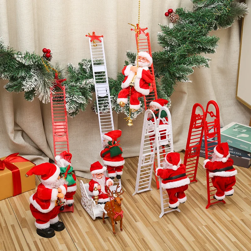 

Рождественское украшение, электрическая лестница, бусины для скалолазания Санта-Клауса, детские подарки, украшение для торгового центра