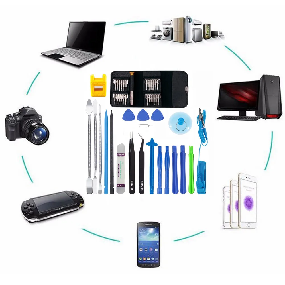 Professional 46 in 1 Mobile Phone Screen Opening Repair Tools Kit Screwdriver Pry Disassemble Tool Set for iPhone Samsung Ipad
Professional 46 in 1 Mobile Phone Screen Opening Repair Tools Kit Screwdriver Pry Disassemble Tool Set for iPhone Samsung Ipad