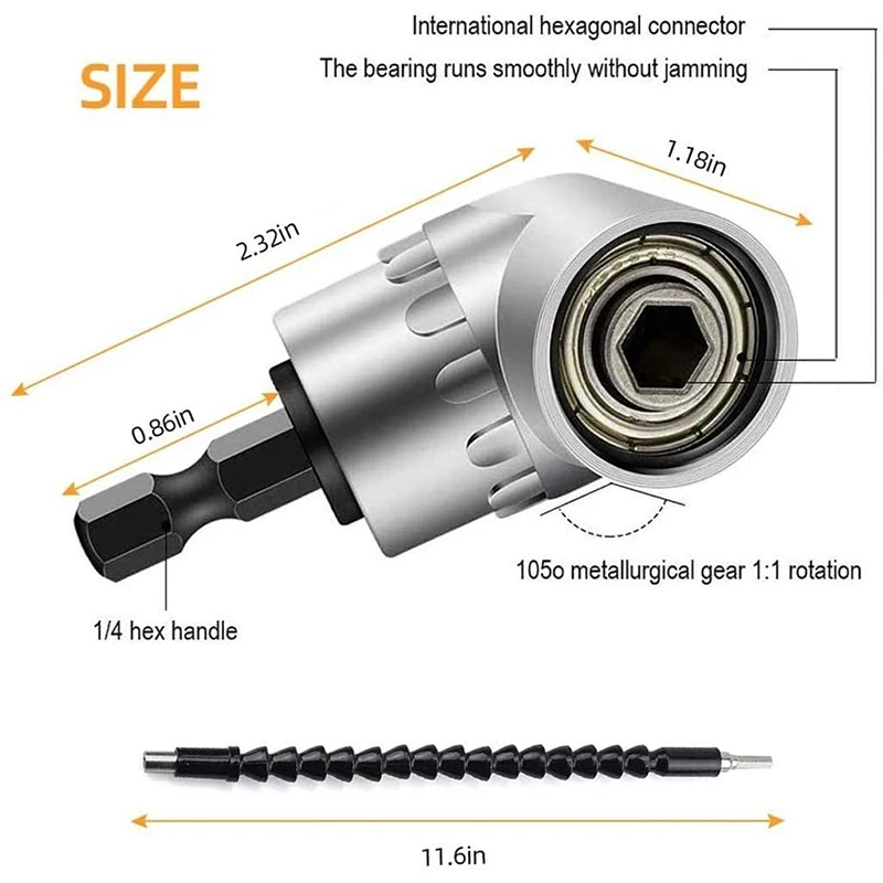 Flexible Drill Bit Set, 105 degree Right Angle Drill, Bendable Drill Bit Extension, Universal Socket Adapter Set
Flexible Drill Bit Set, 105 degree Right Angle Drill, Bendable Drill Bit Extension, Universal Socket Adapter Set