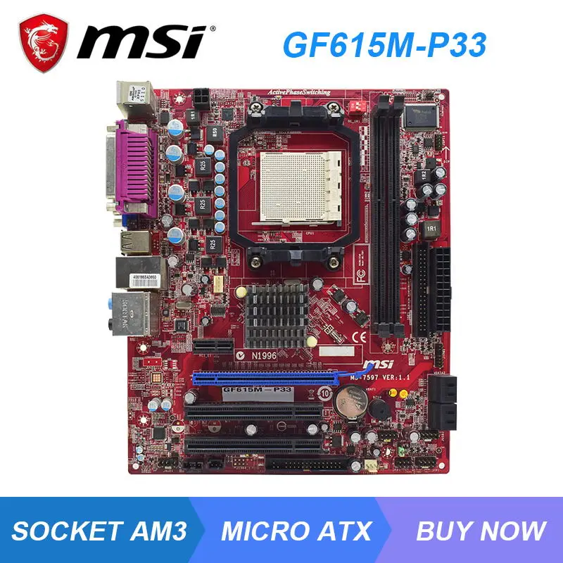 Материнская плата MSI GF615M-P33 AM3, материнская плата DDR3, ОЗУ NVIDIA NF6100-430 SATA 2 PCI-E X16 Micro ATX, Поддержка процессоров Athlon X2/X3/X4
Материнская плата MSI GF615M-P33 AM3, материнская плата DDR3, ОЗУ NVIDIA NF6100-430 SATA 2 PCI-E X16 Micro ATX, Поддержка процессоров Athlon X2/X3/X4