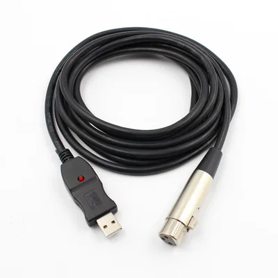 

Newest Arrival 1pc Black 3M 9FT USB Male to XLR Female Cable Cord Adapter Microphone MIC Link Cable Studio Audio Link Cable