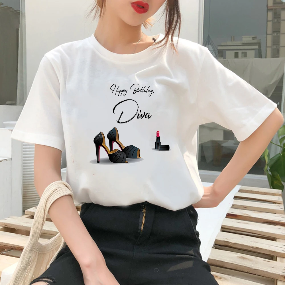 European Hip Hop Short Sleeve Top Tees Loose Exquisite Sexy T-shirt Happy Birthday Diva Print Punk Summer S-3xl Femme All-Match
European Hip Hop Short Sleeve Top Tees Loose Exquisite Sexy T-shirt Happy Birthday Diva Print Punk Summer S-3xl Femme All-Match