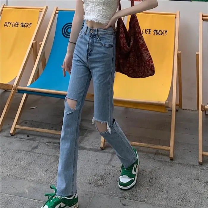 Jeans, pierced pants, women's fashion, high waist, thin and versatile, 2021 new summer straight slim little leg student
Jeans, pierced pants, women's fashion, high waist, thin and versatile, 2021 new summer straight slim little leg student
