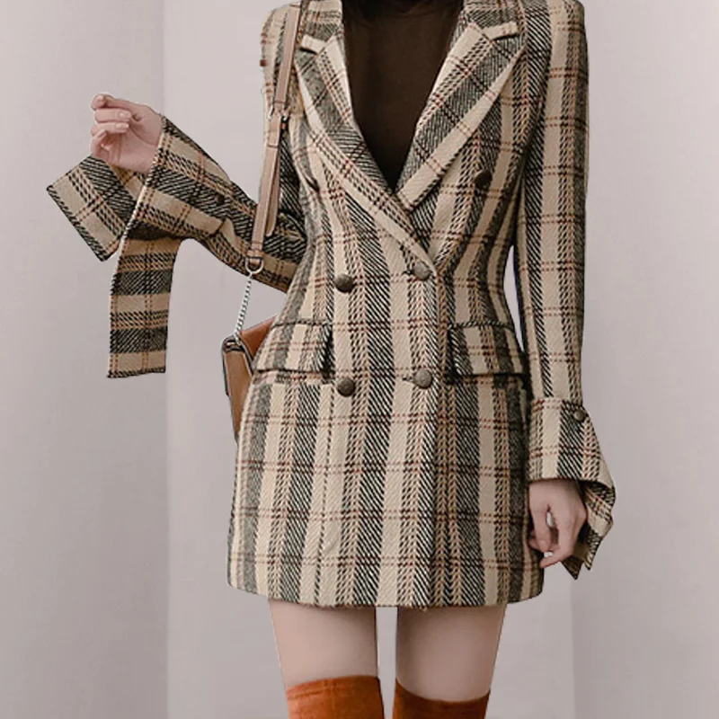 Professional Office Lady Winter Jackets Long Sleeve High Waist Double Breasted Woolen Retro Plaid Coat Women Outerwear
Professional Office Lady Winter Jackets Long Sleeve High Waist Double Breasted Woolen Retro Plaid Coat Women Outerwear