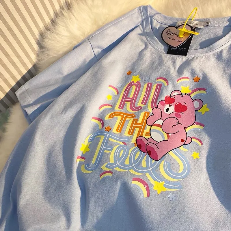 Loose Short-Sleeved Cotton T-Shirt Women Cute O-Neck Graphic Tees Summer Kawaii Cartoon Print Top Harajuku Sweet Clothes Female
Loose Short-Sleeved Cotton T-Shirt Women Cute O-Neck Graphic Tees Summer Kawaii Cartoon Print Top Harajuku Sweet Clothes Female