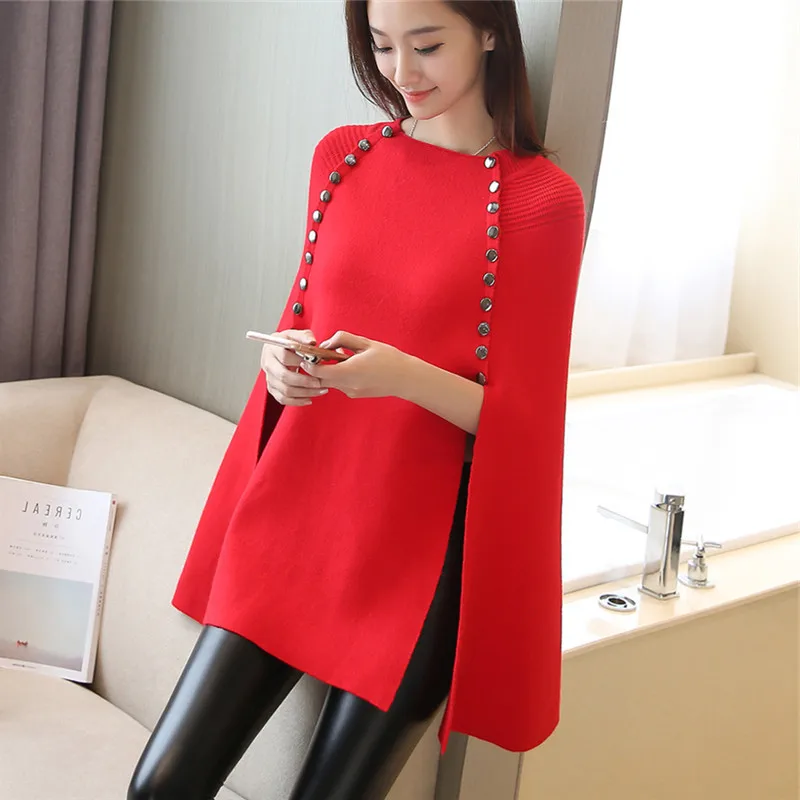 SHZQ Women Double-Breasted Cape Batwing Sleeves Loose Poncho Winter Knitted Long Sweater Black Open Stitch Rivet Pullover Coat
SHZQ Women Double-Breasted Cape Batwing Sleeves Loose Poncho Winter Knitted Long Sweater Black Open Stitch Rivet Pullover Coat