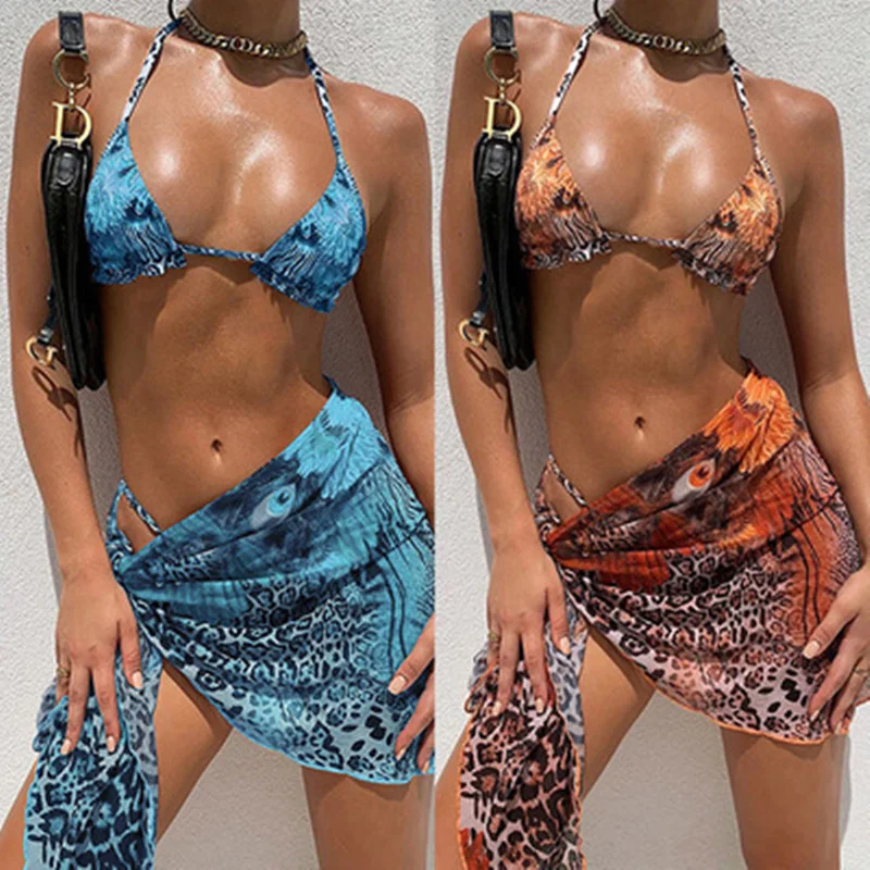 New Bikini 2021 Swimwear Women 3 Piece Bikini Set With Cover Up Swimsuit leopard Print Brazilian Biquini Halter Bathing Suit
New Bikini 2021 Swimwear Women 3 Piece Bikini Set With Cover Up Swimsuit leopard Print Brazilian Biquini Halter Bathing Suit