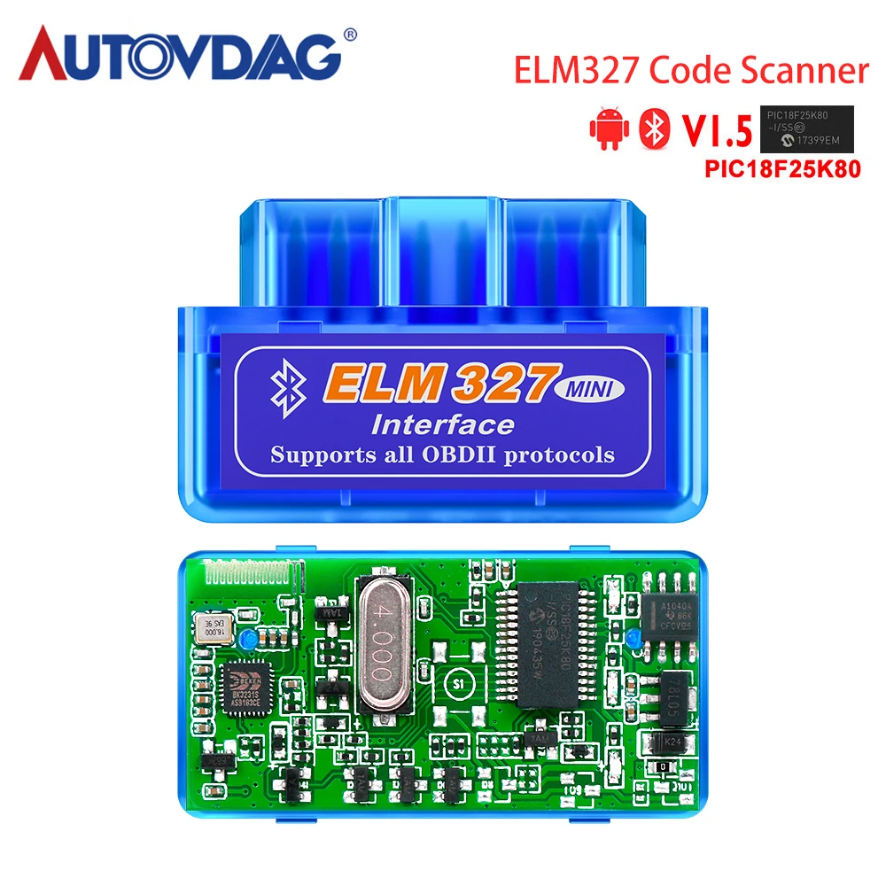 Автомобильный диагностический сканер ELM327 V1.5 PIC18F25K80 кода с Bluetooth для Android/Symbian OBD2