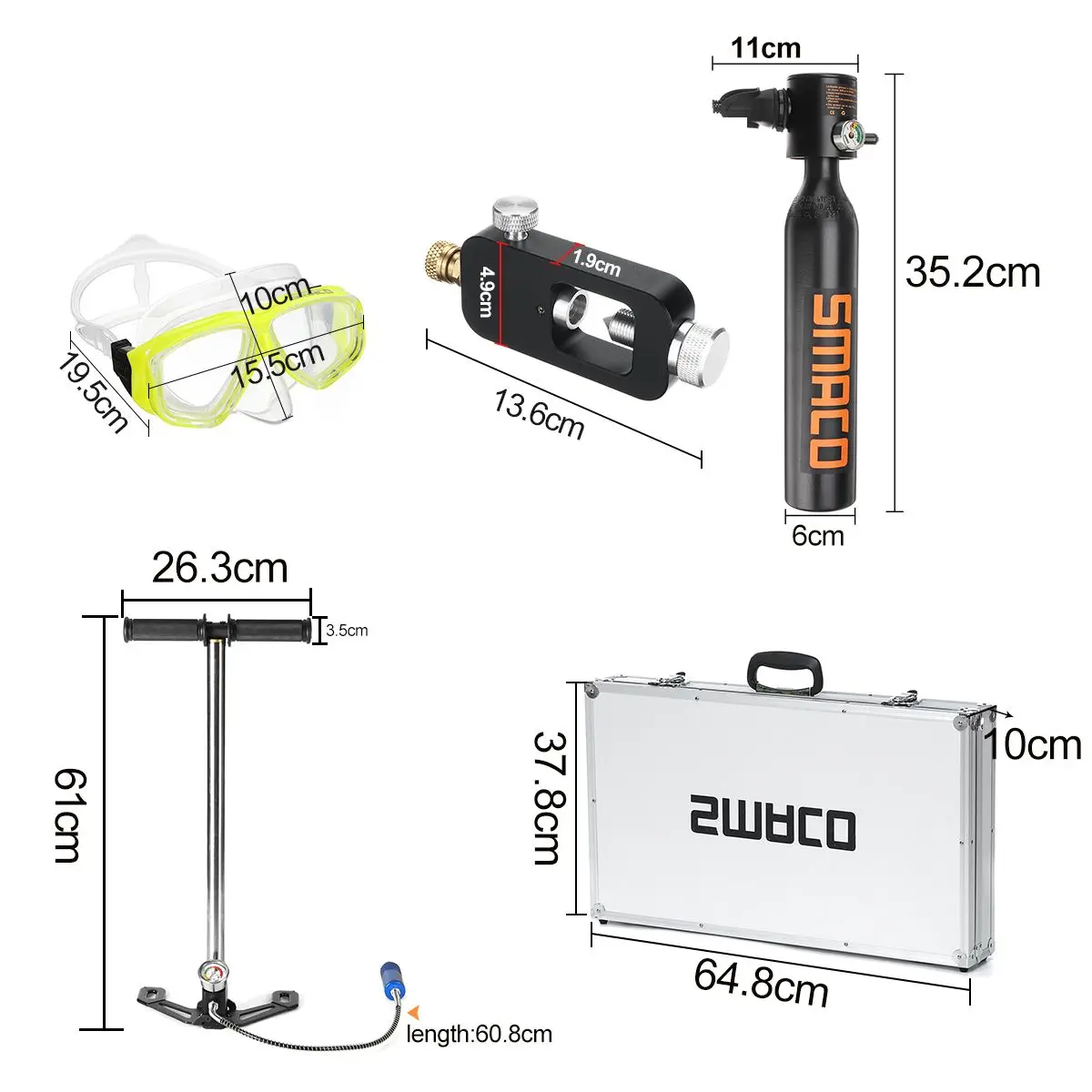 SMRCO 300 Portable Rich Combination Diving Equipment Oxygen Cylinder Set Underwater Respirator 0.5 Liter Capacity Reusable
SMRCO 300 Portable Rich Combination Diving Equipment Oxygen Cylinder Set Underwater Respirator 0.5 Liter Capacity Reusable