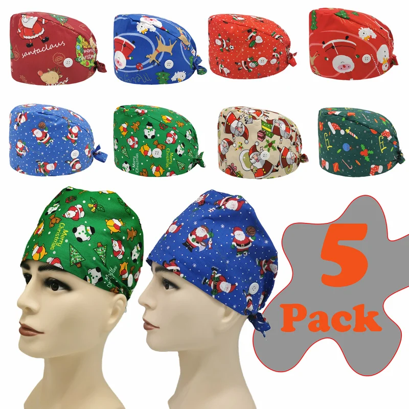 Кепка унисекс, с рождественским принтом, рабочая, с напульсником, регулируемая, 5 шт./компл., шапки для мужчин и женщин 
Кепка унисекс, с рождественским принтом, рабочая, с напульсником, регулируемая, 5 шт./компл., шапки для мужчин и женщин