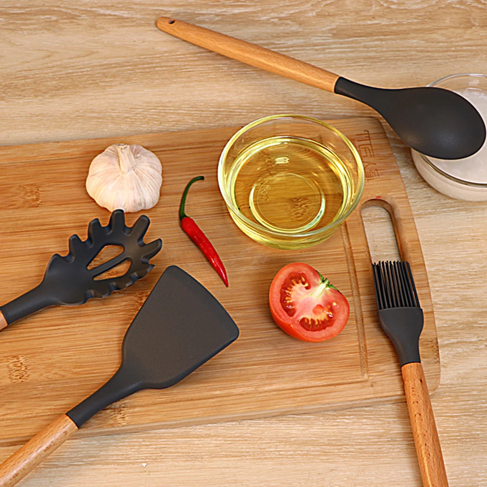 11pcs Silicone Cooking Utensil Set Wooden Handle Spatula Soup Spoon Brush Ladle Pasta Colander Non-Stick Cookware Kitchen Tools
11pcs Silicone Cooking Utensil Set Wooden Handle Spatula Soup Spoon Brush Ladle Pasta Colander Non-Stick Cookware Kitchen Tools