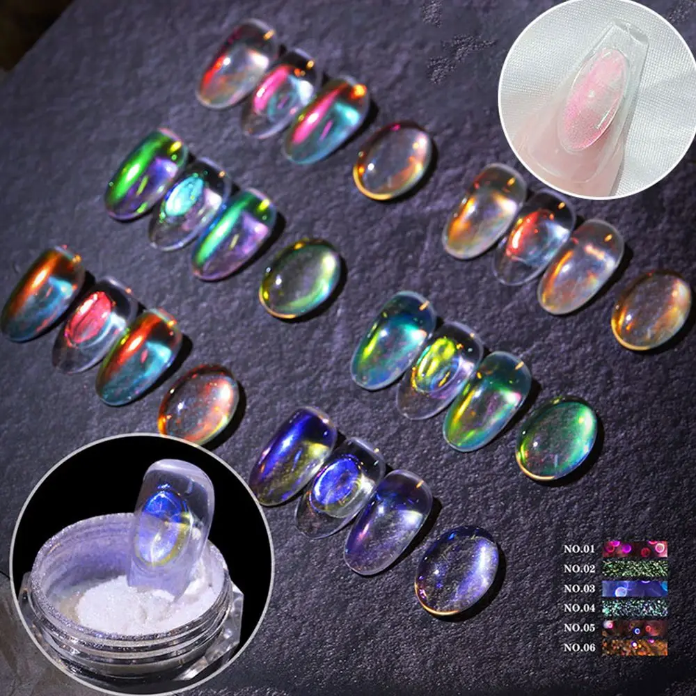 6 Colors Transparent Laser Magic Aurora Rainbow Mirror Powder Nail Glitter UV Gel Pigment Dust Chrome Nail Art Decorations
6 Colors Transparent Laser Magic Aurora Rainbow Mirror Powder Nail Glitter UV Gel Pigment Dust Chrome Nail Art Decorations