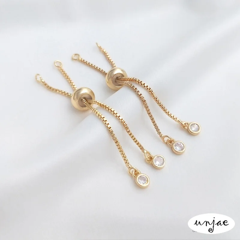 Custom 14K bag gold color silicone bead adjustment extension chain short hanging zircon DIY bracelet Jewelry extension chain
Custom 14K bag gold color silicone bead adjustment extension chain short hanging zircon DIY bracelet Jewelry extension chain