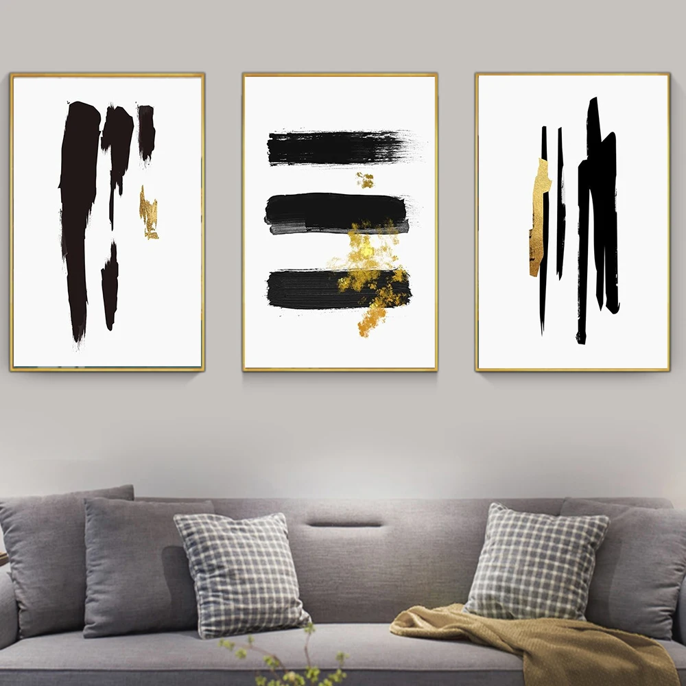 Abstract Black Gold Brush Stroke Canvas Painting Wall Art Nordic Minimalist Posters And Prints For Living Room Modern Home Decor
Abstract Black Gold Brush Stroke Canvas Painting Wall Art Nordic Minimalist Posters And Prints For Living Room Modern Home Decor