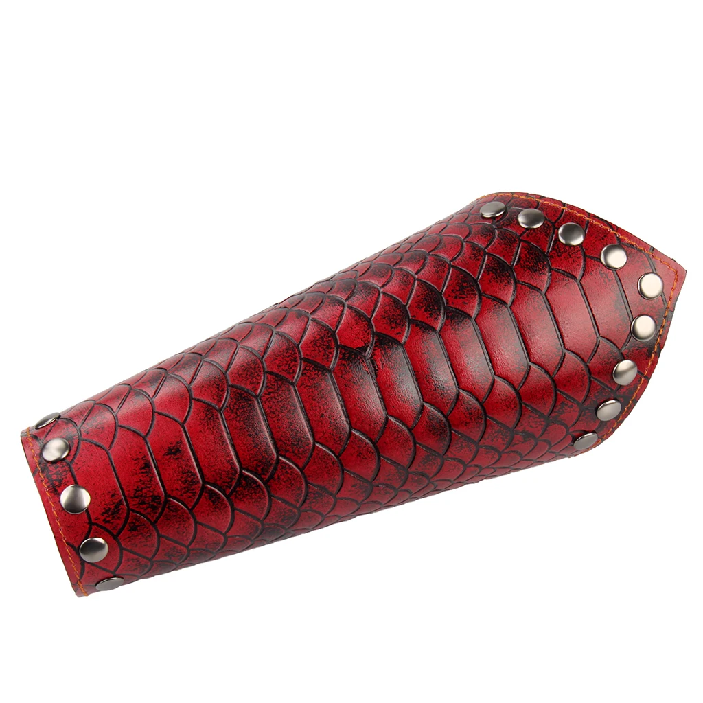 Embossed Leather Gauntlet for Men Wristband Wide Bracer Arm - Red | Украшения и аксессуары