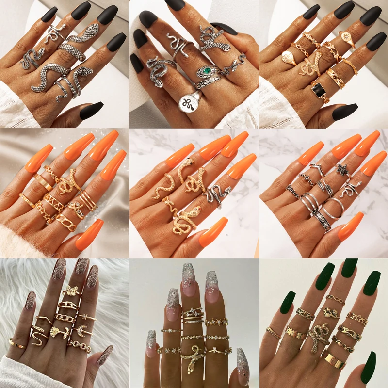 Tocona Vintage Gold Silver Color Snake Butterfly Joint Ring Sets for Women Luxury Rhinestone Flowers Wedding Ring
Tocona Vintage Gold Silver Color Snake Butterfly Joint Ring Sets for Women Luxury Rhinestone Flowers Wedding Ring