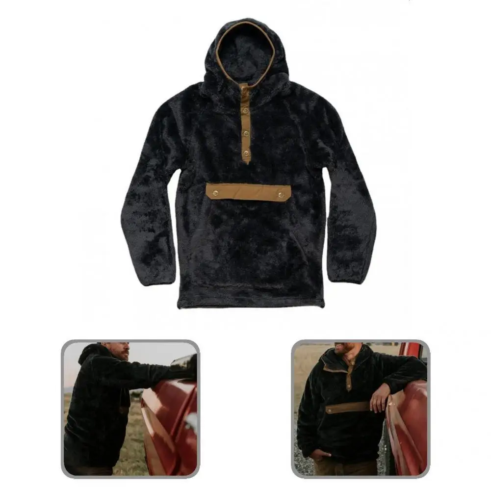 Top Classic Front Pocket Buttons Neck Hoodie Jumper Streetwear Fluffy Sweatshirt Shrinkable Hem for Outdoor
Top Classic Front Pocket Buttons Neck Hoodie Jumper Streetwear Fluffy Sweatshirt Shrinkable Hem for Outdoor