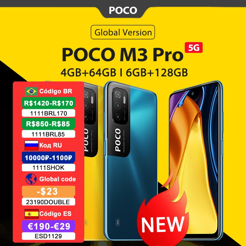 

Смартфон глобальная версия POCO M3 Pro, 4 + 64/6/128 ГБ, 700 дюймов, 90 Гц, 6,5 дюйма, 5000 мА · ч, тройная камера 48 МП