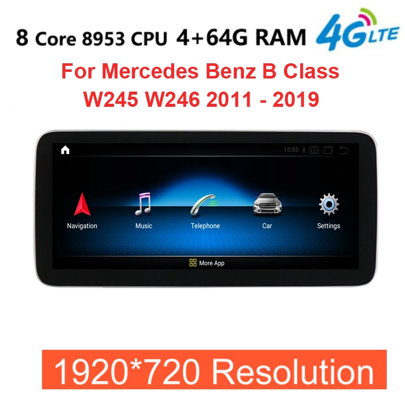 

Автомобильный мультимедийный плеер, Android 10,0, 8 ядер, 4 + 64 ГБ, 4G LTE, радио, GPS-навигация для Mercedes Benz B Class W245 W246 2011-2018 RHD