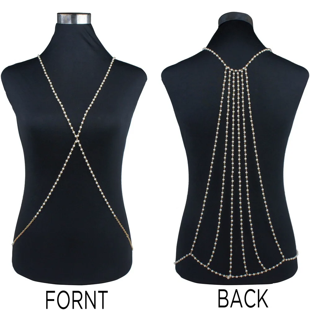 European and American Fashion Sexy Pearl Back Chain Accessories Multi-Layer Body Chain Tassel Imitation Pearl Necklace Jewelry
European and American Fashion Sexy Pearl Back Chain Accessories Multi-Layer Body Chain Tassel Imitation Pearl Necklace Jewelry
