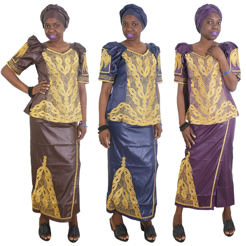 

MD African Skirts And Tops Set Women Short Rapper Skirt Suits Gele Headtie Embroidery Traditional Clothes 2021 Dashiki Dresses