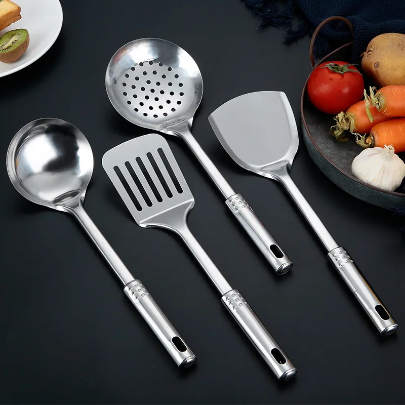 410 stainless steel kitchenware four-piece spatula slotted shovel colander soup spoon kitchen cooking supplies household kitchen
410 stainless steel kitchenware four-piece spatula slotted shovel colander soup spoon kitchen cooking supplies household kitchen