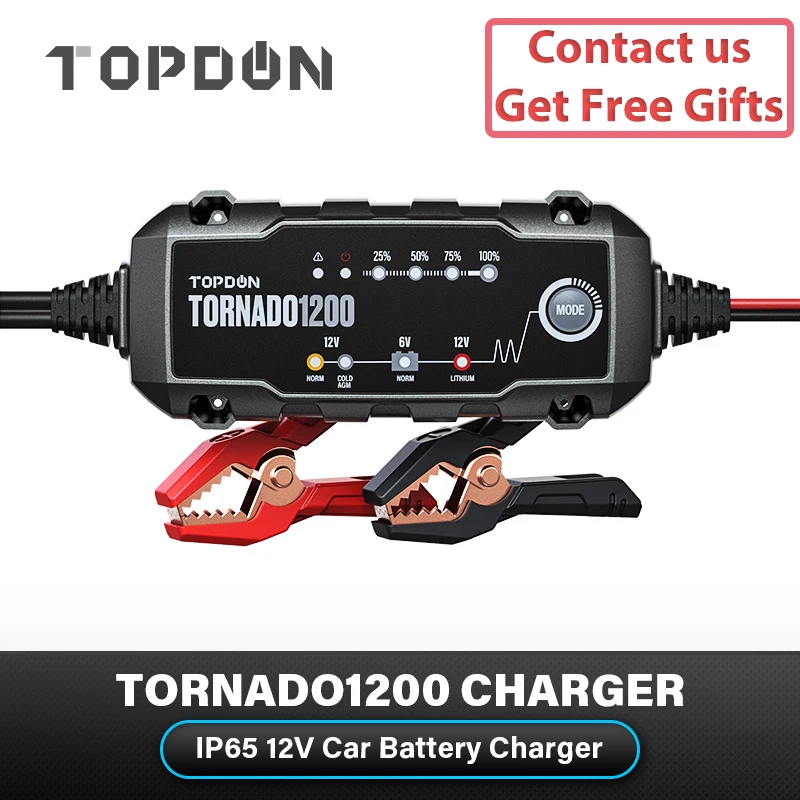 Topdon T1200 зарядное устройство акб Tornado1200 80AH 6V 12V Автоматическое свинцово-кислотное