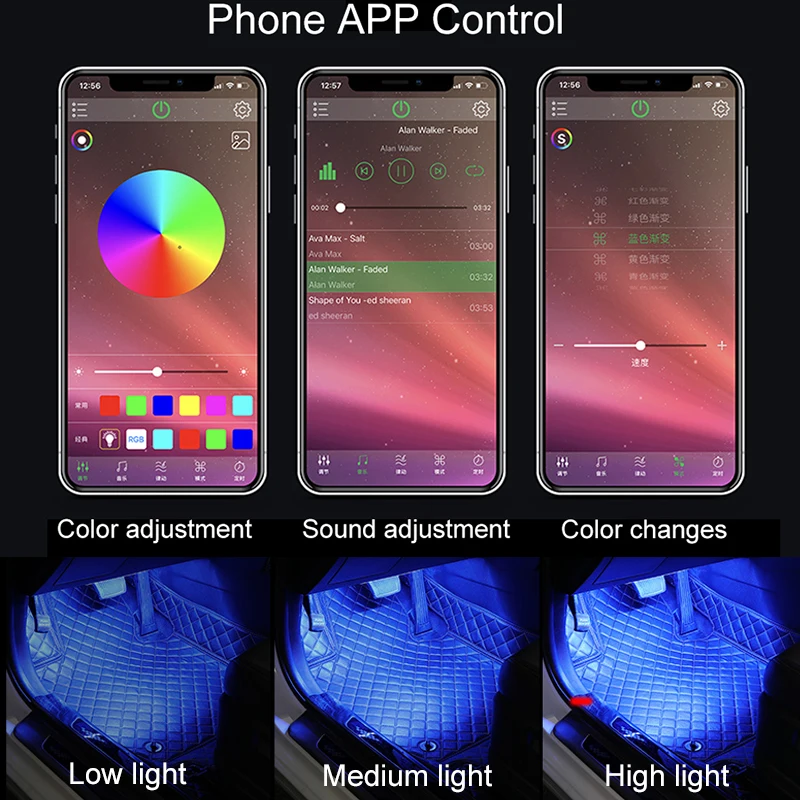 4pcs 48 LED Car LED Strip Lights Bluetooth App Controller Interior Lights Multi Color Music Strip Light Under Dash Lighting Kits
4pcs 48 LED Car LED Strip Lights Bluetooth App Controller Interior Lights Multi Color Music Strip Light Under Dash Lighting Kits