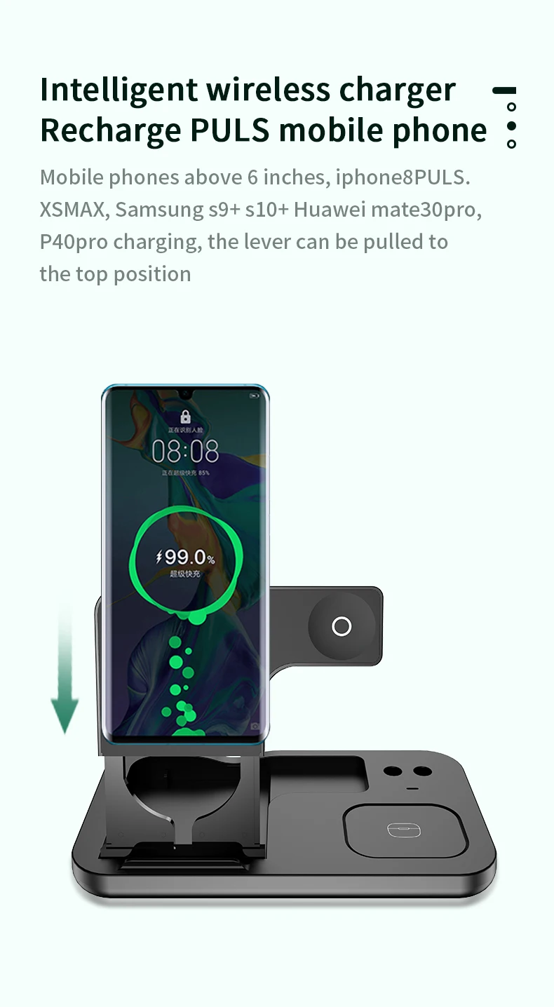 4 In 1 QI Fast Wireless Charger For iPhone 12 11Pro For Apple Watch Wireless Charging Station For Huawei mate 30 Pro For Samsung
4 In 1 QI Fast Wireless Charger For iPhone 12 11Pro For Apple Watch Wireless Charging Station For Huawei mate 30 Pro For Samsung