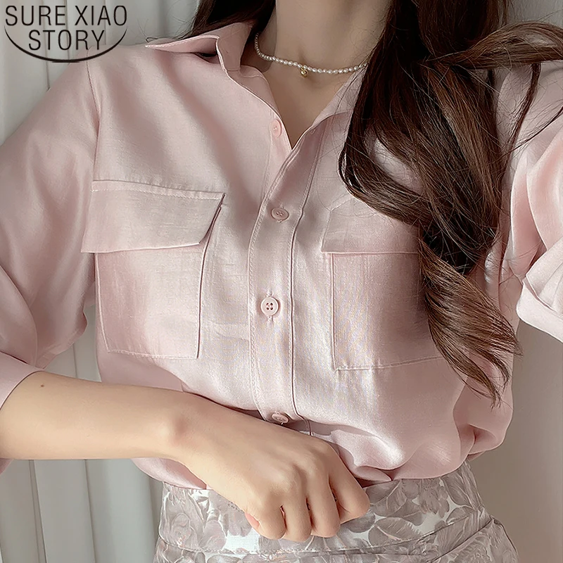 Women Blouses White Pink Button Up Shirt 2023 Autumn New Fashion Pocket Turn Down Collar Shirt Long Sleeve Top Blusas 16560
Women Blouses White Pink Button Up Shirt 2023 Autumn New Fashion Pocket Turn Down Collar Shirt Long Sleeve Top Blusas 16560